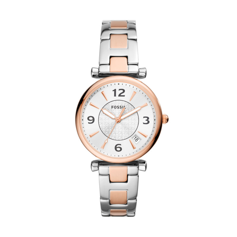 Fossil BQ3742 Three-Hand Date Two-Tone Stainless-Steel Watch for Women - Rose Gold & Silver