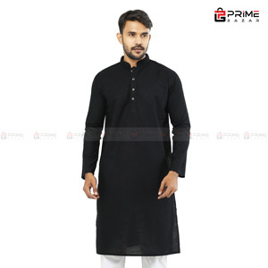 Black Color Formal Fashionable Khadi Cotton Panjabi For Men