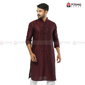 Maroon Color Formal Fashionable Khadi Dhotar Cotton Panjabi For Men
