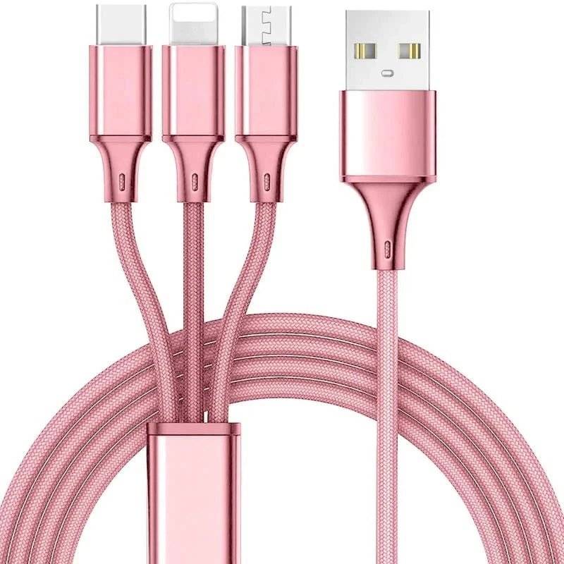 3 IN 1 USB Cable Micro USB Type C Charger Cable Multi Usb Port Fast Charging Cord For iPhone 13 12 11 Pro Max Samsung Xiaomi