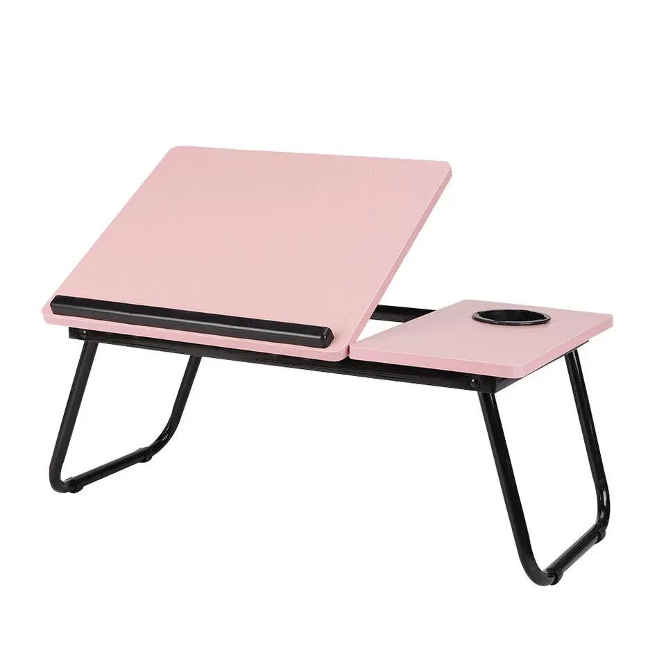 Tiltable And Foldable Double Head Laptop Table- Pink Color