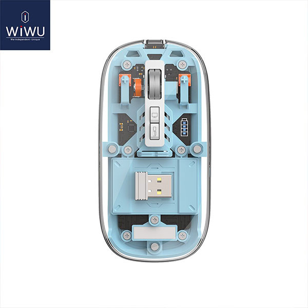 Trendy Hot Selling WIWU Crystal Transparent Wireless Mouse- Sky Blue Color