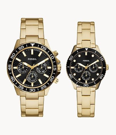Fossil BQ2643SET Multifunction Gold-Tone Stainless-Steel Couple Watch