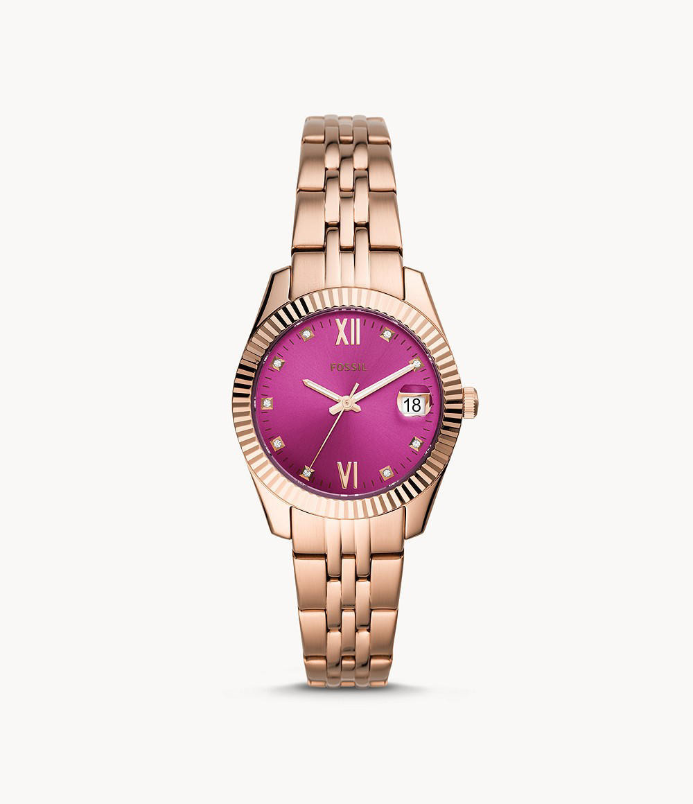 Fossil ES4900 Scarlette Mini Three-Hand Date Rose Gold-Tone Stainless Steel Women’s Watch