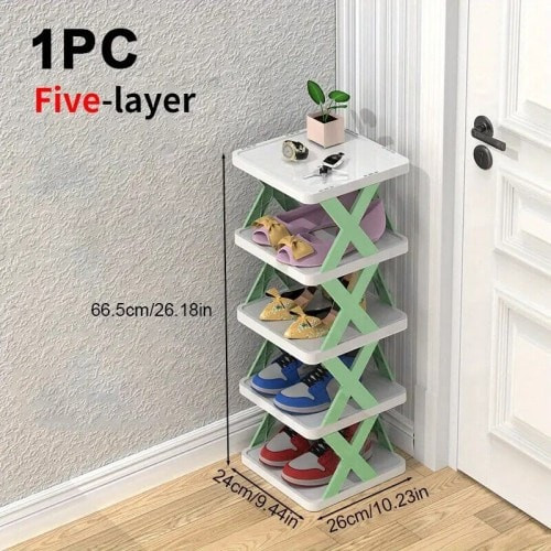 Multi-level model small space smart rack with X-shaped sides and flat shelves