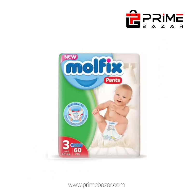Molfix Baby Diaper Pants Super Pack Midi 6-11 kg 60 Pcs (Made in Turkey)