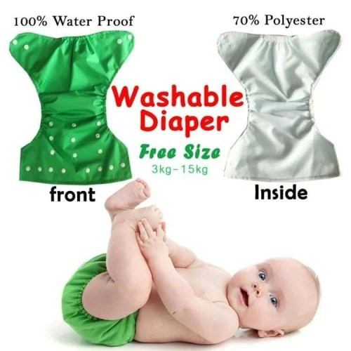 Adjustable Reusable Washable baby Cloth Diaper With (1 Diaper and 2 pad)