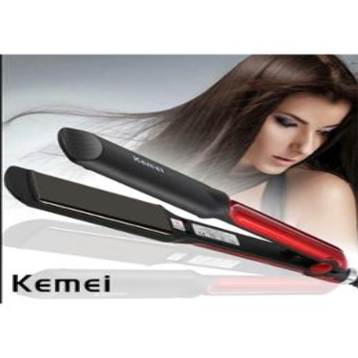 Kemei KM-531 Professional Hair Straightener - Black and Red