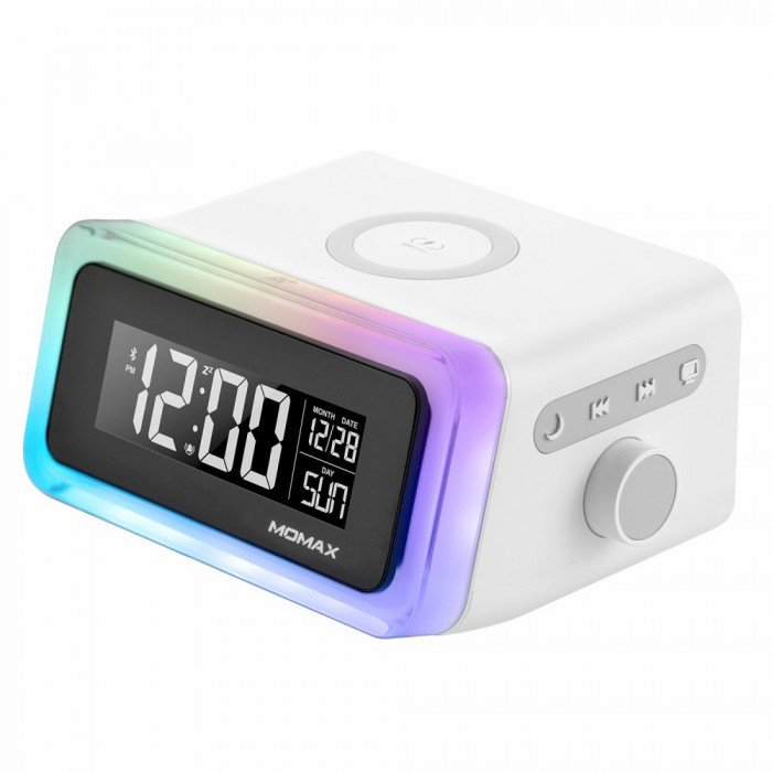 Momax Q.Clock 2 Wireless Charging Electronic Alarm Clock - White