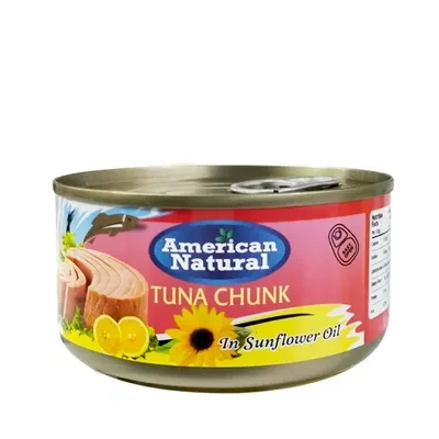 American Natural Tuna Chunk Sunflower Oil 185 gm