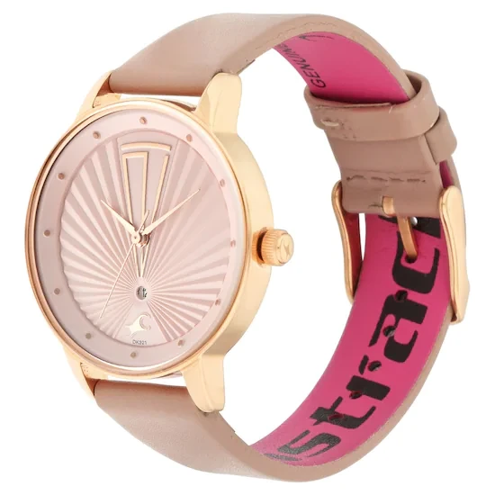 Fastrack 6206WL02 ANANYA PANDAY - Ruffles Baby Pink Dial Leather Strap Women’s Watch
