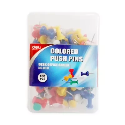 Deli Colored Push Pins 100 pcs