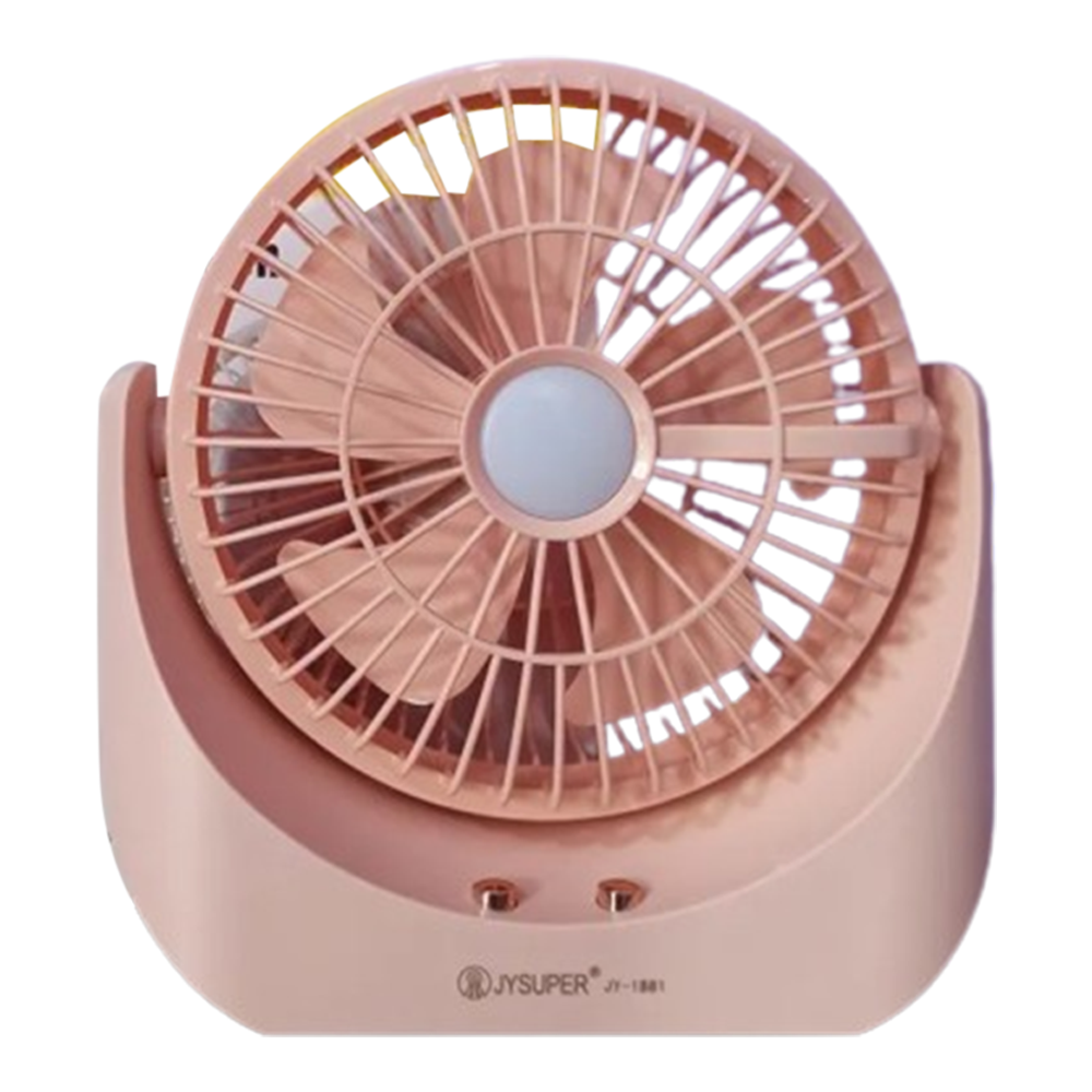JYSUPER JY-1881 Rechargeable Strong Wind Up-Down Movable Portable 6"- 8'' Desk Fan With LED Lamp