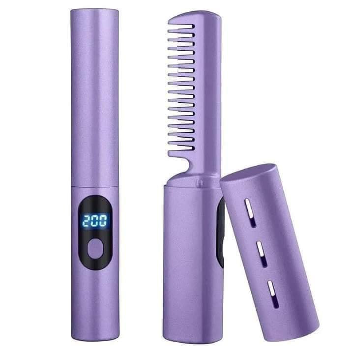 Portable usb electric hot comb heating dual-purpose curler hair straightener