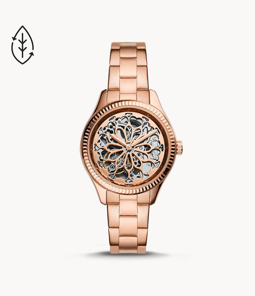 Fossil BQ3754 Rye Automatic Rose Gold-Tone Stainless Steel Women’s Watch