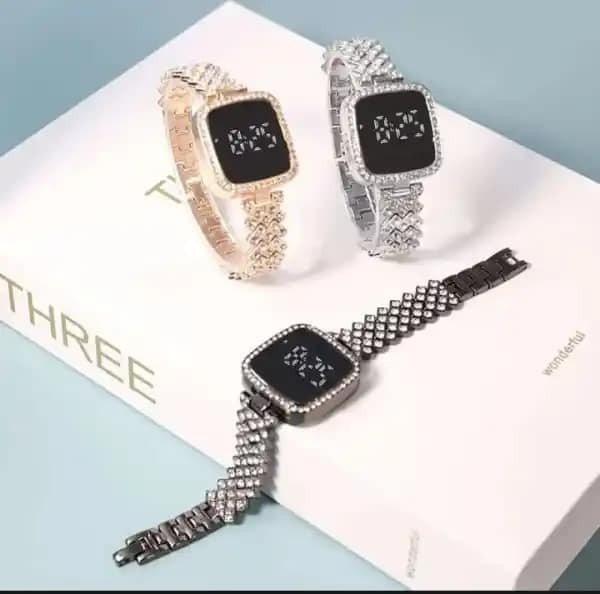 Trendy Diamond Chain Bracelet Touch Screen Ladies Watch With Box