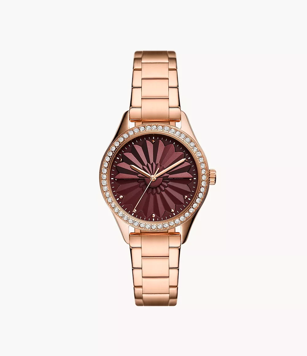 Fossil BQ3768 Rye Three-Hand Rose Gold-Tone Women's Watch