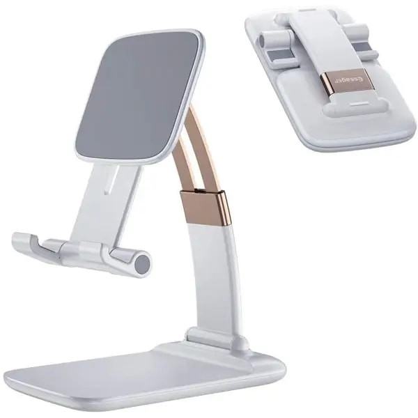 (GADGET DREAM ) Universal Metal Black/White Desk Mobile Phone Stand Tablet Holder Foldable Extend Support