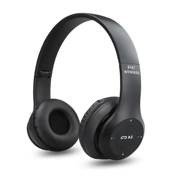 P47 Stereo Head Mounted Bluetooth Headphones Multifunctional Headset Wireless Phone Speakerphone - Black