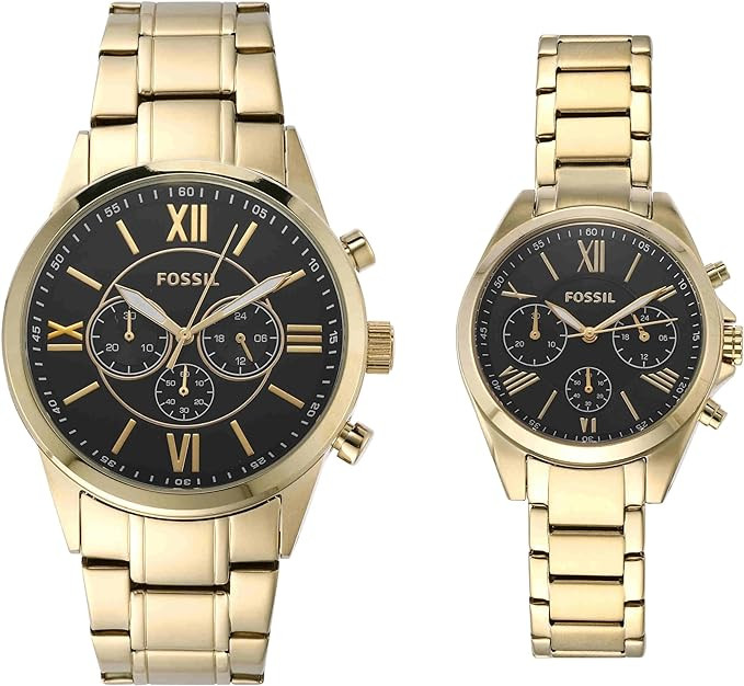 Fossil BQ2400SET Chronograph Gold-Tone Watch Set for His and Her
