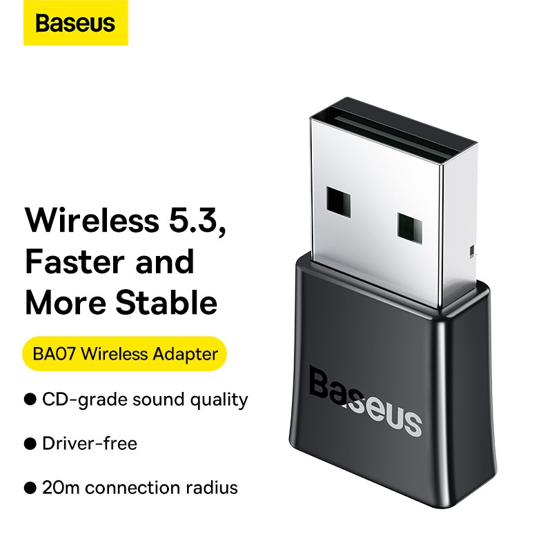 BASEUS Bluetooth Adapter 5.3 BA07 Portable Mini High Resolution Audio Premium sound quality – Black ZJBA010001