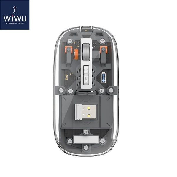 Trendy Hot Selling WIWU Crystal Transparent Wireless Mouse- Gray Color Inside